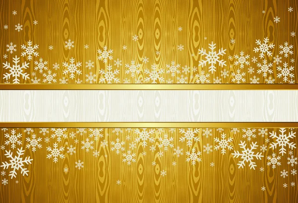 Navidad copos de nieve fondo dorado — Vector de stock