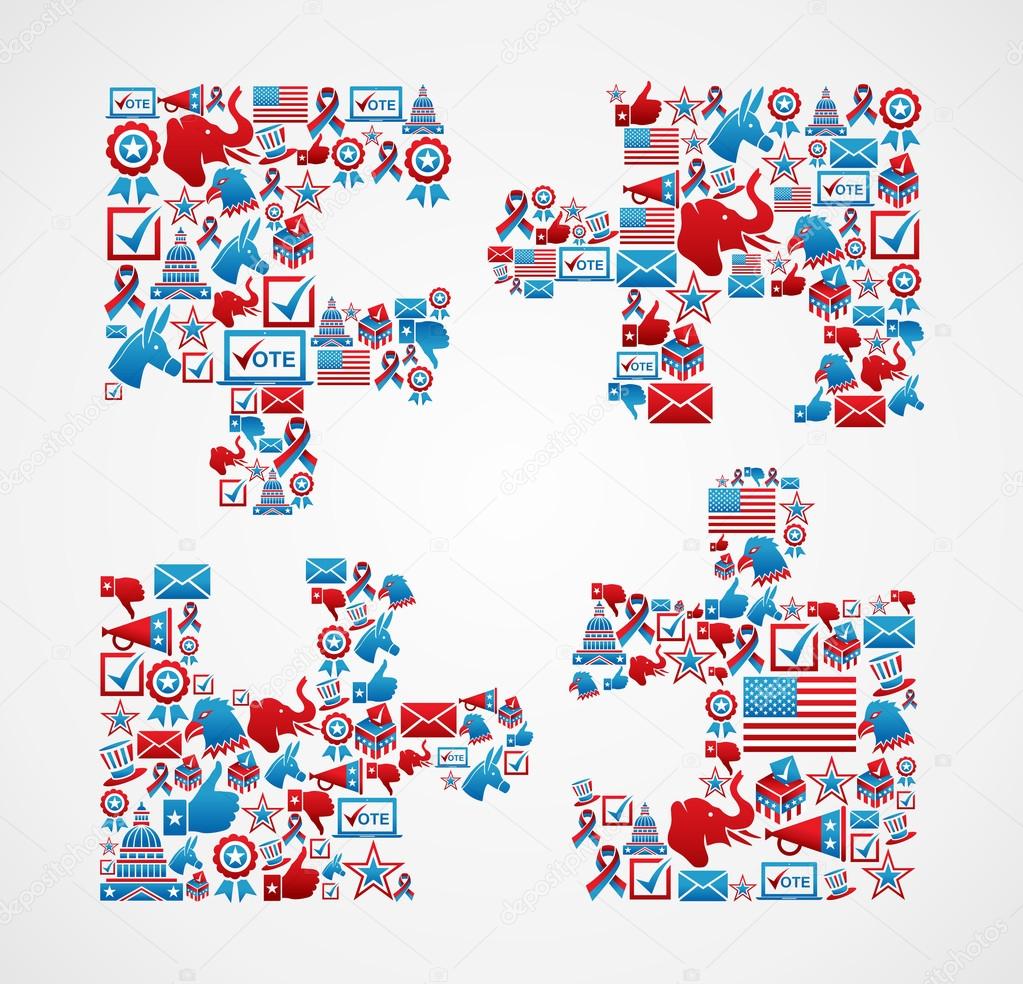 USA elections icons puzzle piece