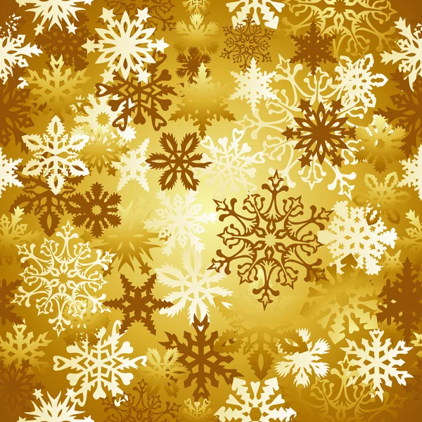 ゴールドのクリスマス雪片のパターン — ストックベクタ