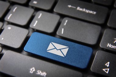 Mavi klavye tuşuna iletişim web iş geçmişi