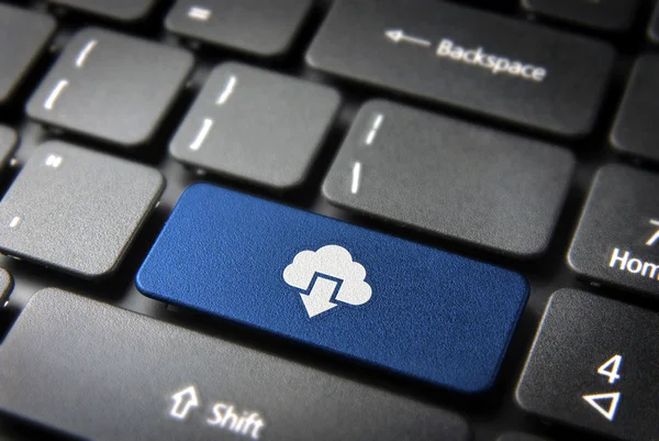 Blauw cloud computing toetsenbord sleutel, technische achtergrond — Stockfoto