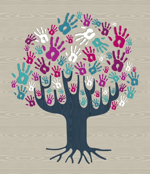 Zima kolory różnorodność ręce drzewo — Wektor stockowy