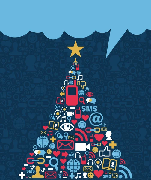 Redes sociais Árvore de Natal — Vetor de Stock