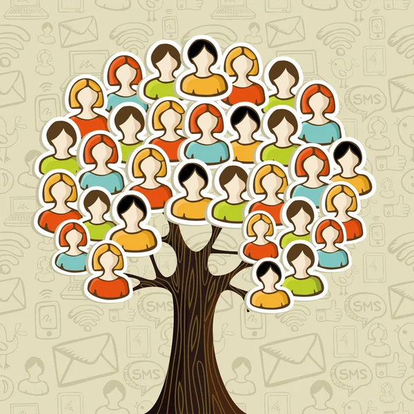 Mediów społecznych sieci drzewo — Wektor stockowy