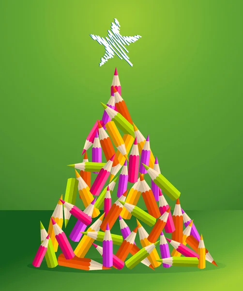 Ontwerp en kunst potloden Kerstboom — Stockvector