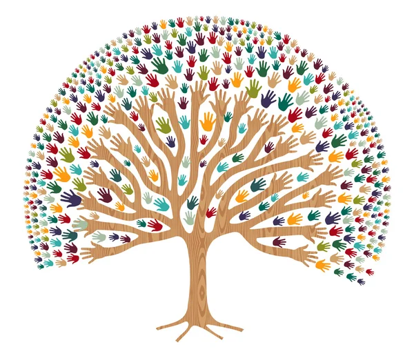 Isolated Diversity Tree hands — Stock Illustration Isolated Diversity Tree hands Royalty Free Stock Vectors
