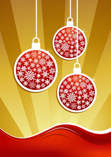 Goldene Weihnachtskugeln Hintergrund — Stockvektor