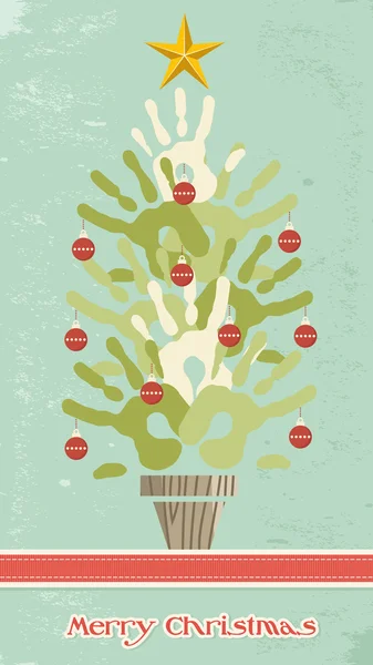 Diversity Christmas Tree hands — Stock Vector