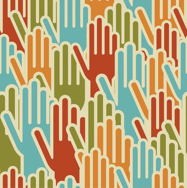 Diversity hands up seamless pattern — Stock Vector
