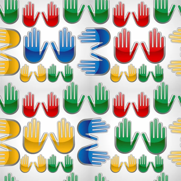 Diversity glossy hands up pattern — Stock Vector