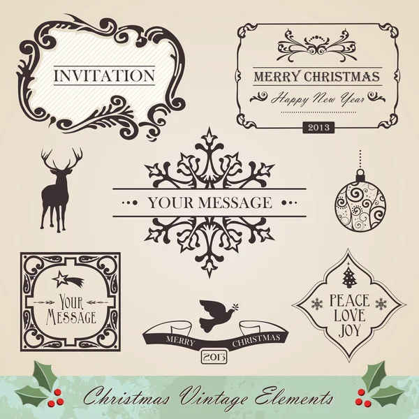 Vintage prvky vánoční sada — Stockový vektor