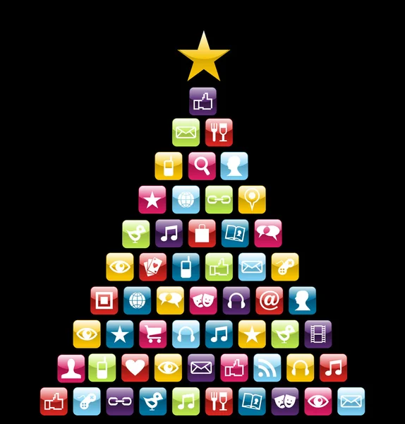 Multimeedia ikony vánoční strom — Stockový vektor