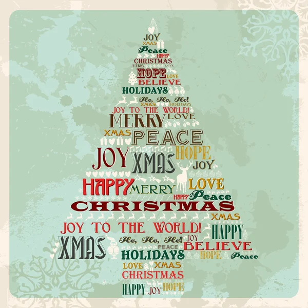 复古快乐圣诞概念树 — 图库矢量图片