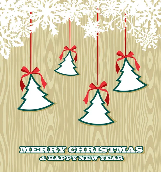 Retro wooden Christmas background — Stock Vector