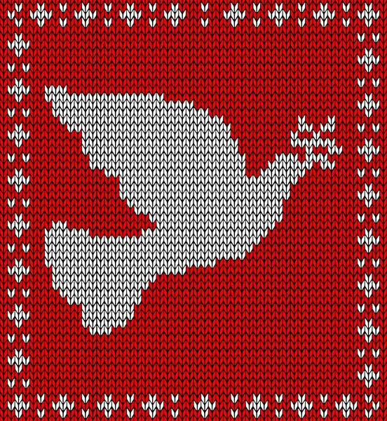 Christmas knitting dove pattern — Stock Vector