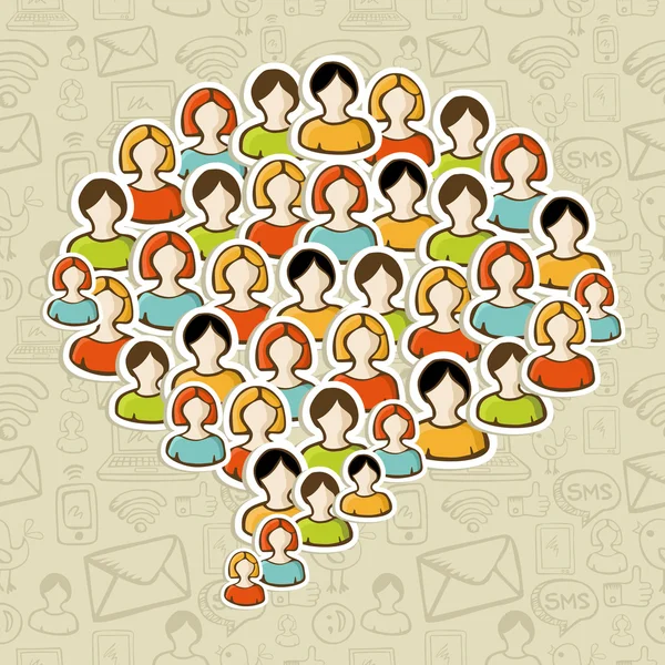 Social media bubble crowd — Stock Vector