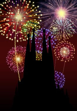 Fireworks sene tibidabo Kilisesi