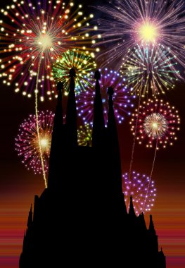 Fireworks yeni yılınız kutlu olsun barcelona şehir
