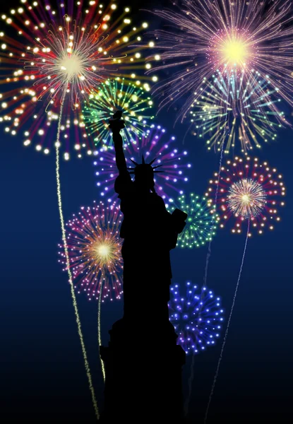 Fireworks Happy New Year city — Stock Photo, Image