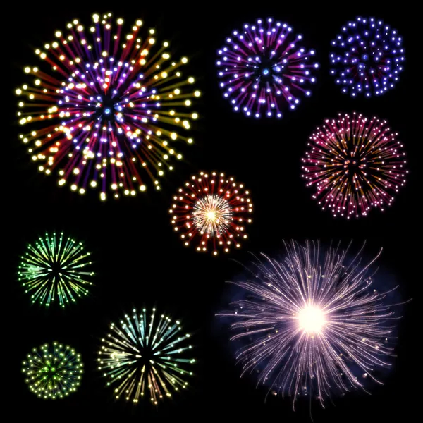 Felice anno nuovo set fuochi d'artificio — Foto Stock