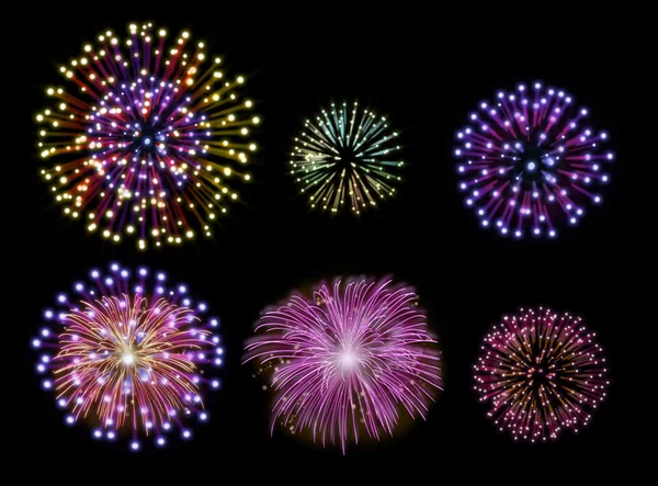 Felice anno nuovo set di design fuochi d'artificio — Foto Stock