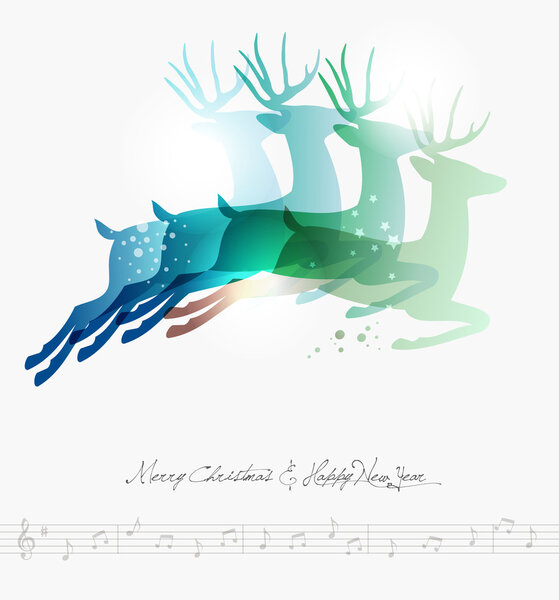 Merry Christmas contemporary jumping deers