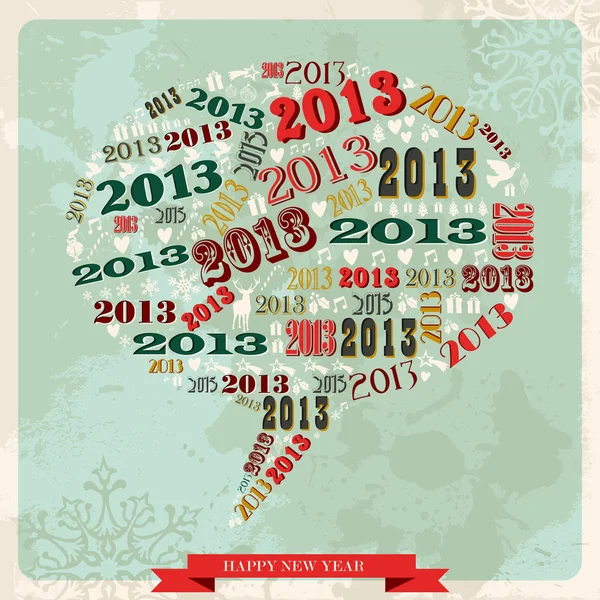 Vintage feliz ano novo 2013 bolha de mídia social — Vetor de Stock
