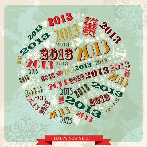 Vintage Happy New year 2013 bauble — Stock Vector