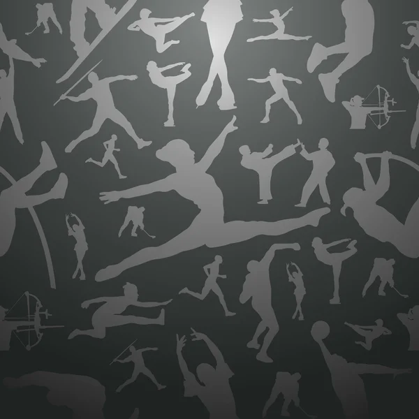 Sport silhouetten grijze naadloze patroon — Stockvector