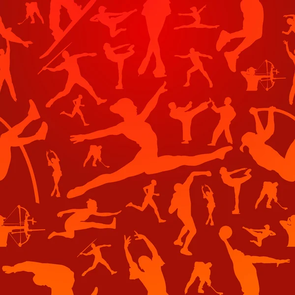 Siluetas deportivas patrón rojo — Archivo Imágenes Vectoriales