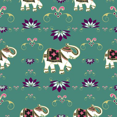 Festive typical indian elephant pattern clipart