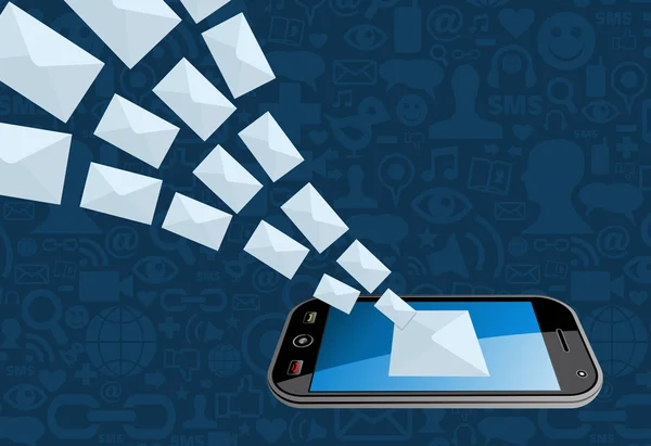 Téléphone email marketing icône éclaboussure — Image vectorielle