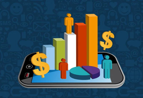 Attività finanziaria dello smart phone — Vettoriale Stock