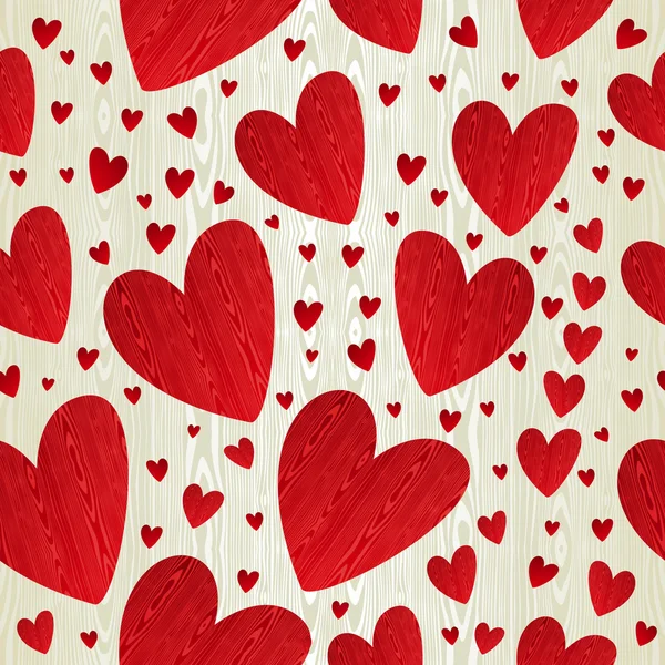 Love hearts wooden pattern — Stock Vector