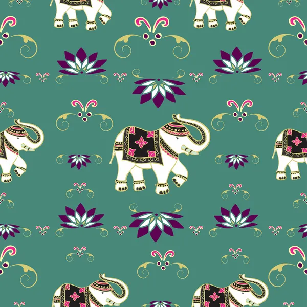 Feestelijke typische Indische olifant patroon — Stockvector