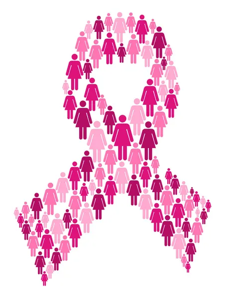 Vrouwen in borst kanker bewustzijn lint — Stockvector
