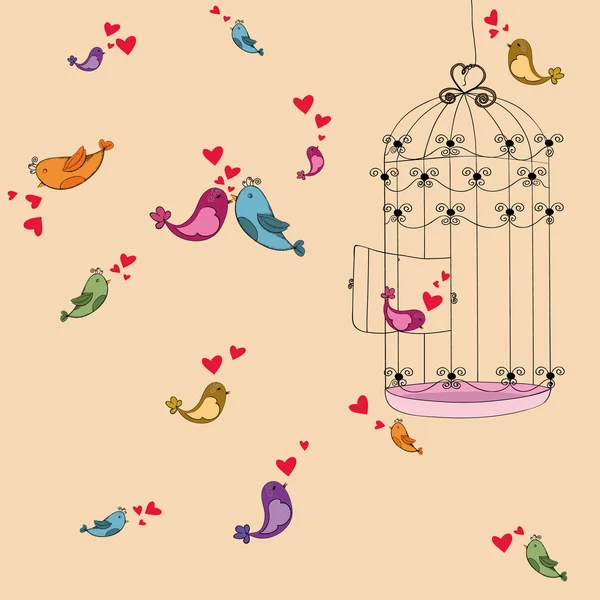 San Valentín libertad pájaro amor fondo — Vector de stock