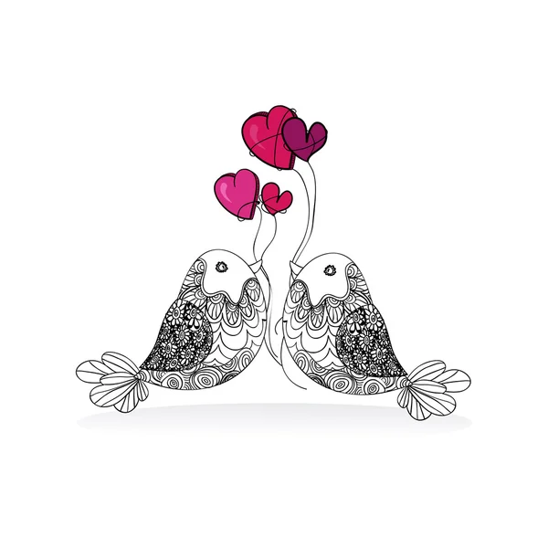 Valentine couple bird love isolated — Stock Vector