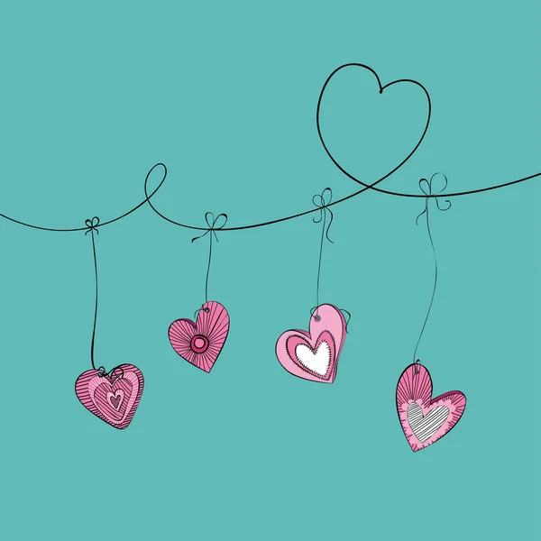 Valentine hanging hearts — Stock Vector