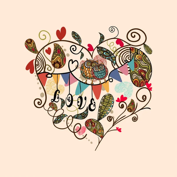 Valentijn schattig mooie hart kaart — Stockvector