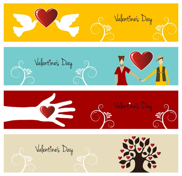 Valentine love banner set — Stock Vector