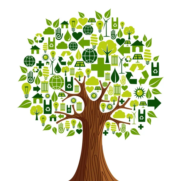 Iconos Go Green concepto árbol — Archivo Imágenes Vectoriales