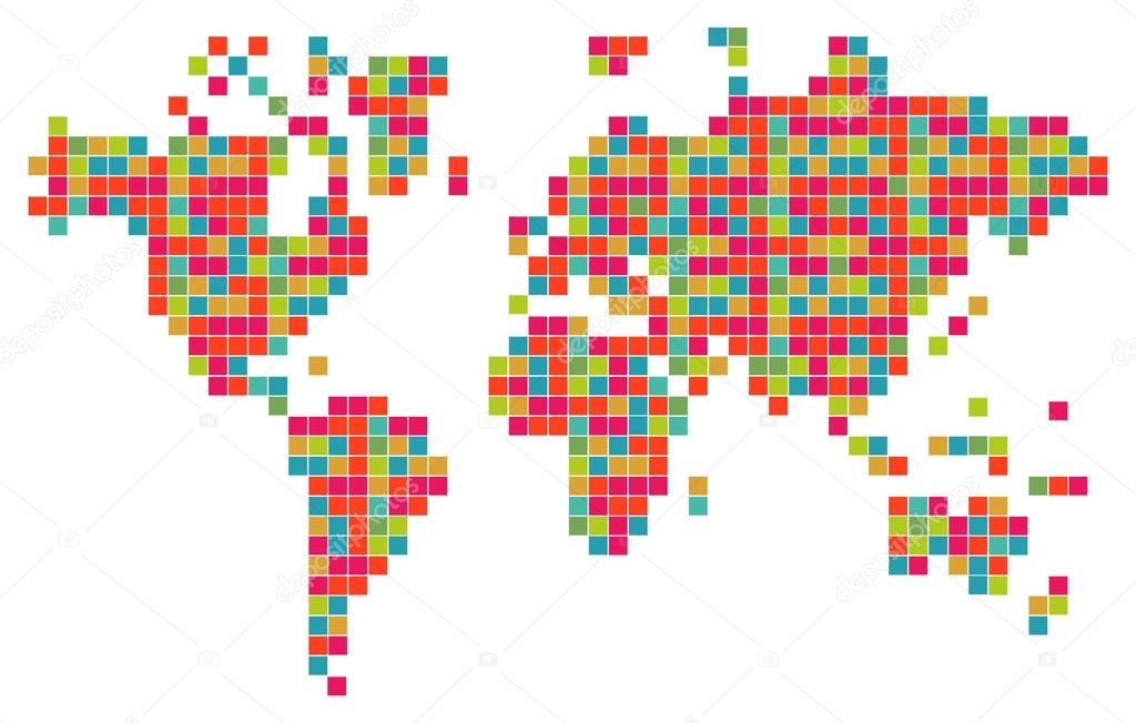 Abstract colorful technology world map
