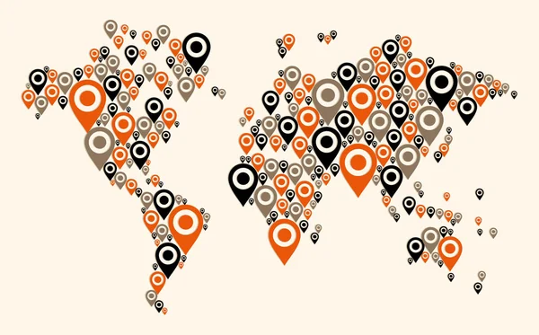 GPS wereld kaart achtergrond — Stockvector