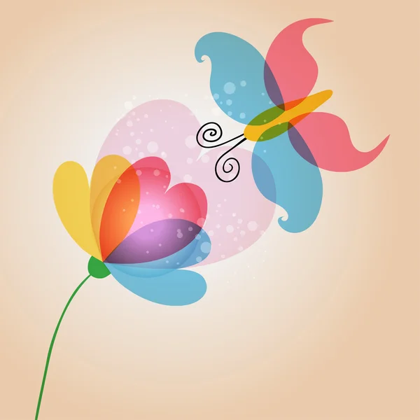 Butterfy y amor de flores — Archivo Imágenes Vectoriales
