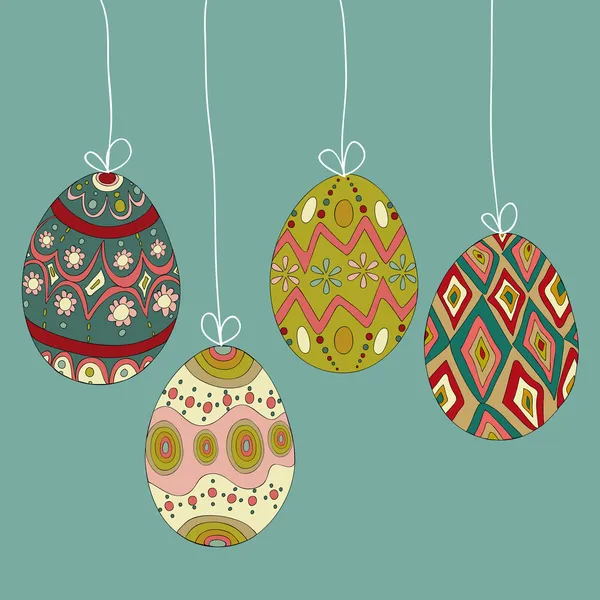 Hanging easter eggs — Stock Vector