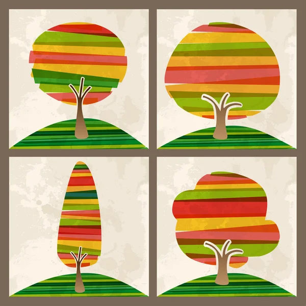 Multicolor tree set — Stock Vector