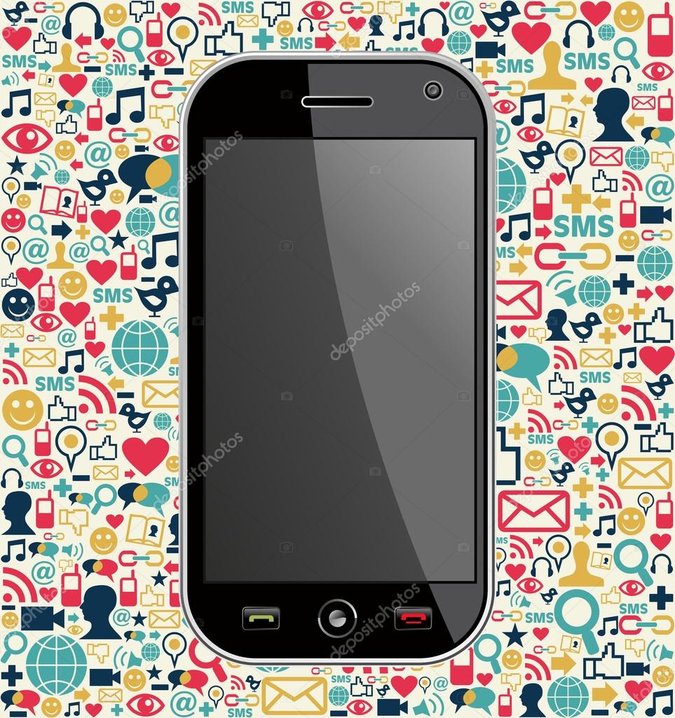 Smart phone network icon background