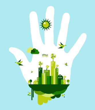 Go green city hand concept