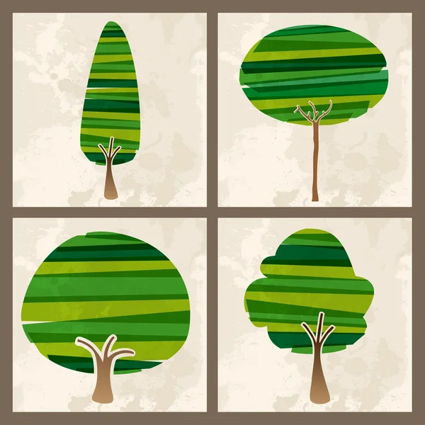 Green tree set — Stock Vector